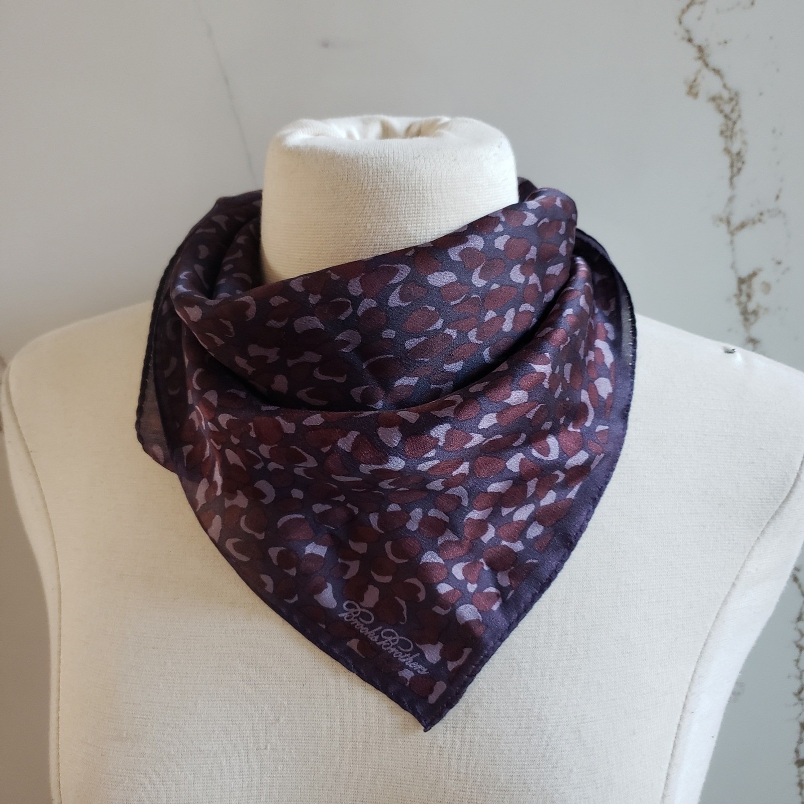 Brooks Brothers Scarf Womens One Size Purple Silk Vintage Lightweight Wrap Shawl